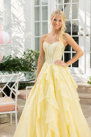 Yellow formal gown.