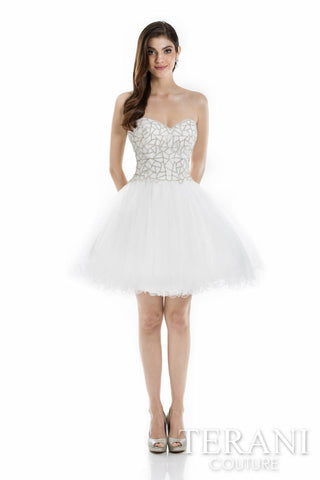 White beaded sweetheart cocktail dress