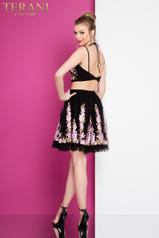 Terani 1721H4513 Back - Black floral two-piece dress