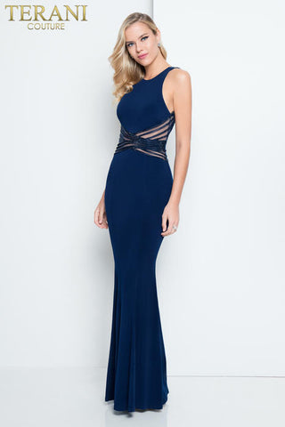 Navy blue Terani Couture gown