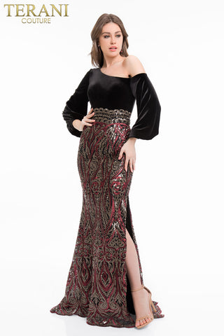 Black velvet & sequin gown