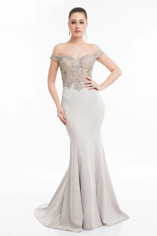 Elegant off-the-shoulder gown, style 1821E7130-1.