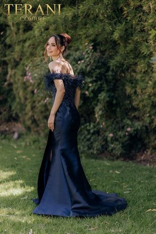 Terani Couture navy gown, style 1821E7142-1