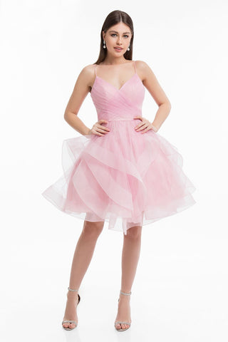 Pink tulle cocktail dress 1821H7770