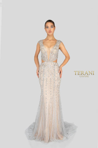 Terani 1911GL9500 Front Beaded Gown