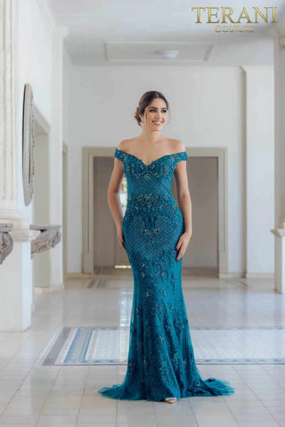 Emerald lace evening gown - Terani 1913GL9586