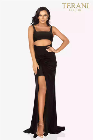 Terani Couture 2011P1061 Black Cutout Front Evening Gown