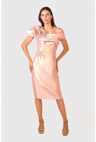 Blush pink cocktail dress with embellishments