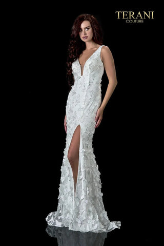 The Designer Precinct Couture 2111P4015 white front slit gown