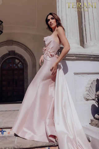 Rose Blush gown, style 231E0308, featuring a train.