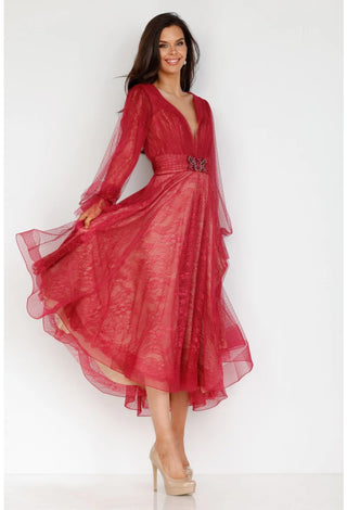 Red dress, style 231c0224_3, on woman