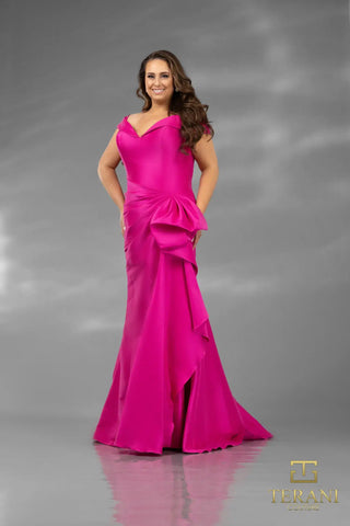 Fuchsia evening gown, style 242M3335, on model