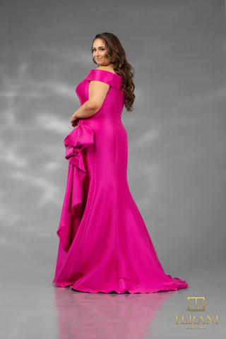 Fuchsia formal gown with bow detail