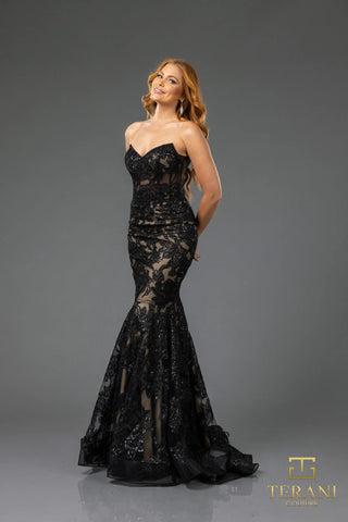 Black and Nude Lace Gown
