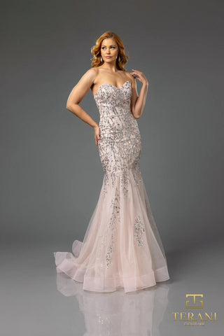 Blush mermaid gown, Terani 251P4641.