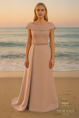 Elegant pink gown 251m4447f by the ocean