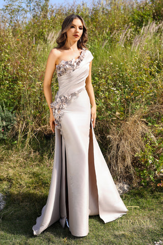 Elegant one-shoulder dress with floral detail - 252E5116_25