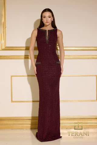 Burgundy wine-colored Terani Couture gown 252E5119WINE_1