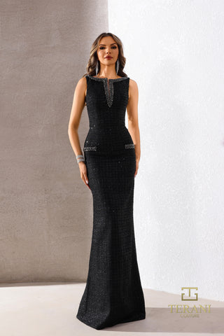 Black embellished evening gown