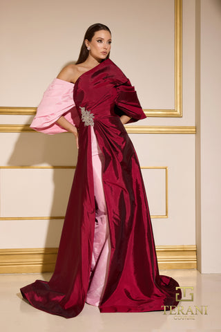 Pink and burgundy evening gown