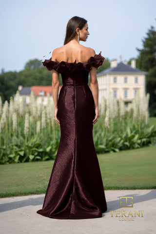 Vino back view of off-the-shoulder formal gown