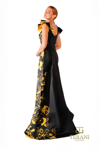 Terani black and gold floral gown - 261E6277_3