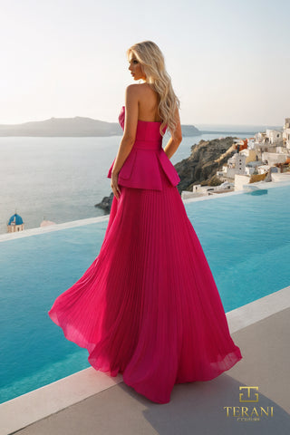 Elegant pink dress overlooking Santorini - 261E6755B