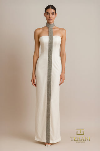Ivory gown with jeweled detail