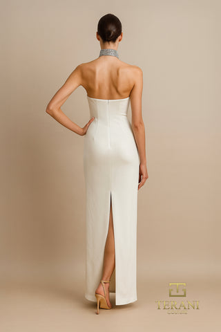 Ivory backless gown by Terani