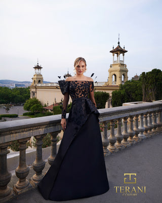 Elegant black gown with lace detail, 261m6410_1