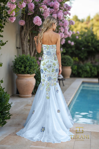 Blue floral mermaid gown