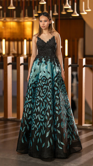 Woman in a formal gown.