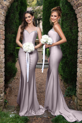 Two women in Dusty Lavender bridesmaid dresses