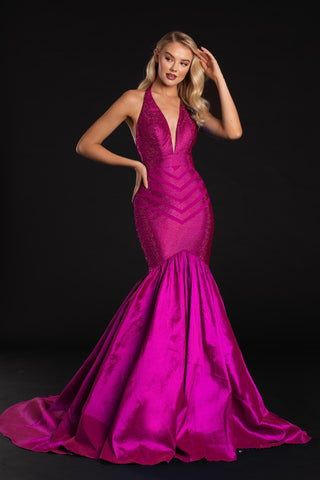 Plum mermaid gown PS21181
