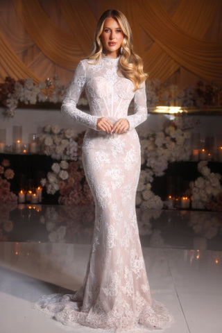 Ivory Nude Lace Wedding Dress - PS25857E