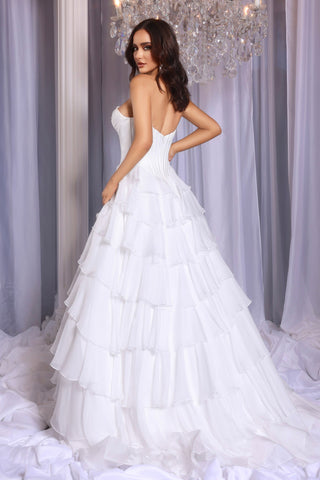 PS25963 Ivory Tiered Wedding Dress