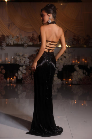 Black sequin gown PS25997C-03