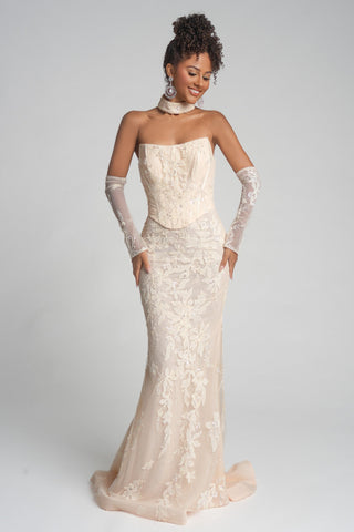 PS26005 Cream Lace Wedding Dress