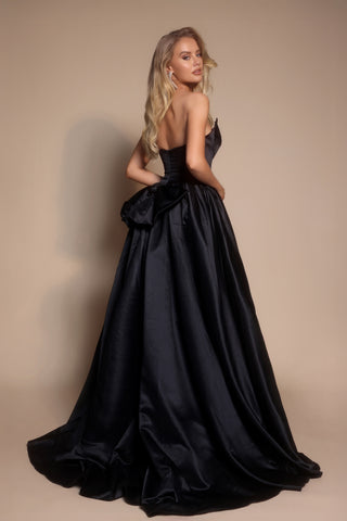 PS26161 Black Strapless Gown with Bow - 03