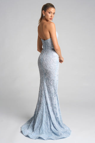 PS26175 Blue Strapless Gown