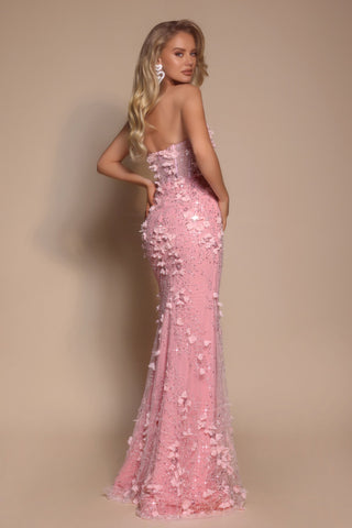 Pink floral mermaid gown PS26176