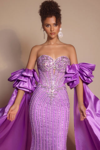 Lilac beaded gown PS26195-04