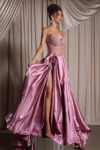 Pink strapless formal gown PS26240