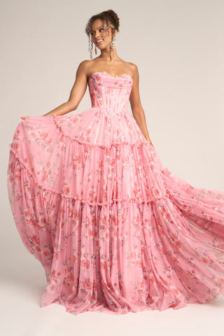 PS26264 Pink Floral Gown