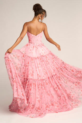 PS26264 Pink Floral Gown
