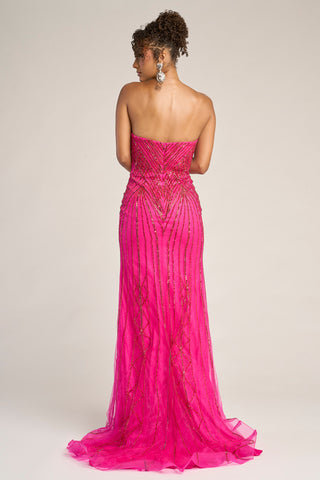 Hot pink strapless formal gown PS26374-03