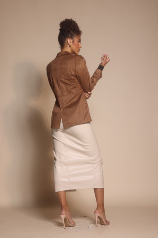 Brown blazer & white skirt, Screenshot Oct 30, 2025