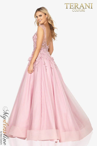 Terani Couture 2012P1411 pink backless gown