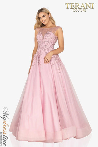Terani Couture pink formal gown - front view