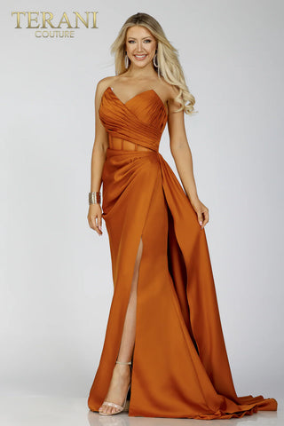 Terani Couture Bronze Gown 2111P4020, Size 8